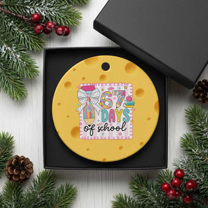 67 Days of School Ceramic Ornament Six Seven Cute Girly Pencil and Bow for Students Teachers TS02 1pc Yellow Cheese Print Your Wear