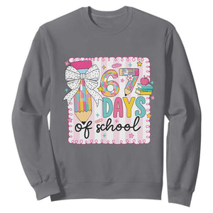 67 Days of School Sweatshirt Six Seven Cute Girly Pencil and Bow for Students Teachers TS02 Charcoal Print Your Wear