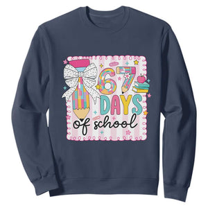 67 Days of School Sweatshirt Six Seven Cute Girly Pencil and Bow for Students Teachers TS02 Navy Print Your Wear