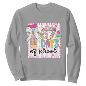 67 Days of School Sweatshirt Six Seven Cute Girly Pencil and Bow for Students Teachers TS02 Sport Gray Print Your Wear