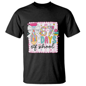 67 Days of School T Shirt Six Seven Cute Girly Pencil and Bow for Students Teachers TS02 Black Print Your Wear