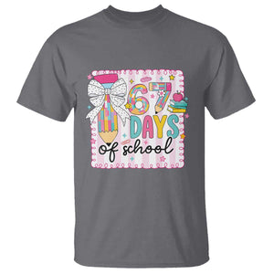 67 Days of School T Shirt Six Seven Cute Girly Pencil and Bow for Students Teachers TS02 Charcoal Print Your Wear