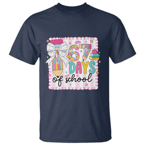 67 Days of School T Shirt Six Seven Cute Girly Pencil and Bow for Students Teachers TS02 Navy Print Your Wear