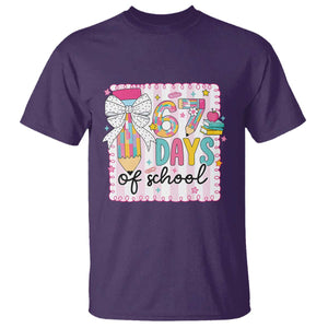 67 Days of School T Shirt Six Seven Cute Girly Pencil and Bow for Students Teachers TS02 Purple Print Your Wear