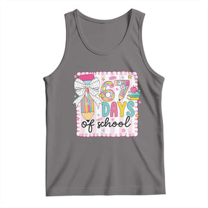 67 Days of School Tank Top Six Seven Cute Girly Pencil and Bow for Students Teachers TS02 Deep Heather Print Your Wear