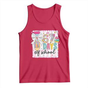 67 Days of School Tank Top Six Seven Cute Girly Pencil and Bow for Students Teachers TS02 Red Print Your Wear