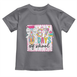 67 Days of School Toddler T Shirt Six Seven Cute Girly Pencil and Bow for Students Teachers TS02 Charcoal Print Your Wear