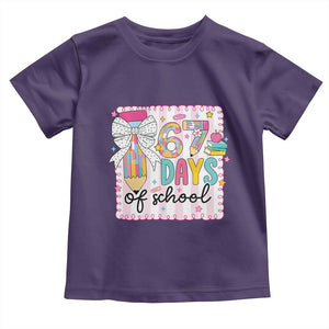 67 Days of School Toddler T Shirt Six Seven Cute Girly Pencil and Bow for Students Teachers TS02 Purple Print Your Wear