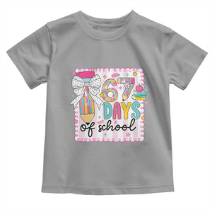 67 Days of School Toddler T Shirt Six Seven Cute Girly Pencil and Bow for Students Teachers TS02 Sport Gray Print Your Wear