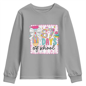 67 Days of School Youth Sweatshirt Six Seven Cute Girly Pencil and Bow for Students Teachers TS02 Sport Gray Print Your Wear