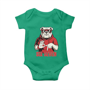 Six Seven Bulldog Meme Baby Onesie Funny 67 Mascot Signs Internet Brainrot Lover TS02 Irish Green Print Your Wear