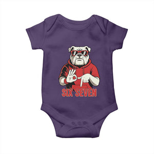 Six Seven Bulldog Meme Baby Onesie Funny 67 Mascot Signs Internet Brainrot Lover TS02 Purple Print Your Wear