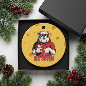 Six Seven Bulldog Meme Ceramic Ornament Funny 67 Mascot Signs Internet Brainrot Lover TS02 1pc Yellow Cheese Print Your Wear