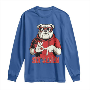 Six Seven Bulldog Meme Long Sleeve Shirt Funny 67 Mascot Signs Internet Brainrot Lover TS02 Royal Blue Print Your Wear