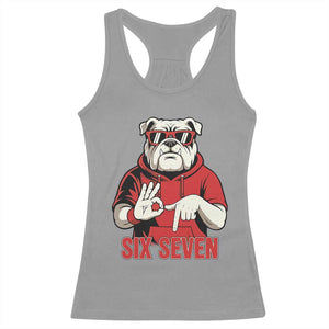 Six Seven Bulldog Meme Racerback Tank Top Funny 67 Mascot Signs Internet Brainrot Lover TS02 Sport Gray Print Your Wear
