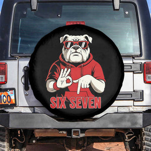 Six Seven Bulldog Meme Spare Tire Cover Funny 67 Mascot Signs Internet Brainrot Lover TS02 No hole Black Print Your Wear