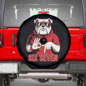 Six Seven Bulldog Meme Spare Tire Cover Funny 67 Mascot Signs Internet Brainrot Lover TS02 Black Print Your Wear