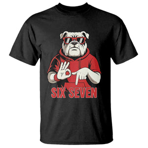 Six Seven Bulldog Meme T Shirt Funny 67 Mascot Signs Internet Brainrot Lover TS02 Black Print Your Wear