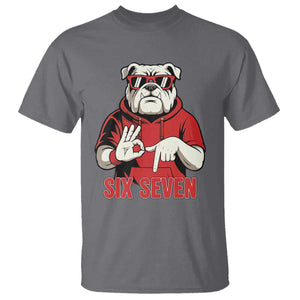 Six Seven Bulldog Meme T Shirt Funny 67 Mascot Signs Internet Brainrot Lover TS02 Charcoal Print Your Wear