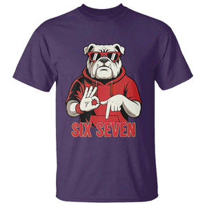 Six Seven Bulldog Meme T Shirt Funny 67 Mascot Signs Internet Brainrot Lover TS02 Purple Print Your Wear