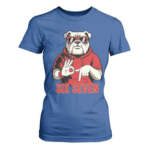 Six Seven Bulldog Meme T Shirt For Women Funny 67 Mascot Signs Internet Brainrot Lover TS02 Royal Blue Print Your Wear