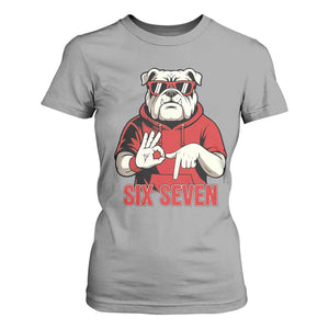 Six Seven Bulldog Meme T Shirt For Women Funny 67 Mascot Signs Internet Brainrot Lover TS02 Sport Gray Print Your Wear