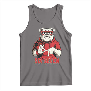 Six Seven Bulldog Meme Tank Top Funny 67 Mascot Signs Internet Brainrot Lover TS02 Deep Heather Print Your Wear