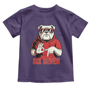 Six Seven Bulldog Meme Toddler T Shirt Funny 67 Mascot Signs Internet Brainrot Lover TS02 Purple Print Your Wear