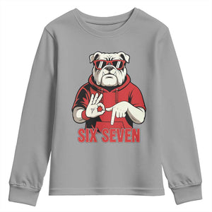 Six Seven Bulldog Meme Youth Sweatshirt Funny 67 Mascot Signs Internet Brainrot Lover TS02 Sport Gray Print Your Wear