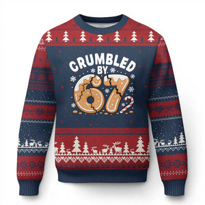 Crumbled by 67 Ugly Christmas Sweater Funny Gingerbread Christmas Meme Cookie Chaos TS02 Navy Red Print Your Wear