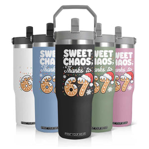 Sweet Chaos Thanks to 67 Flip Straw Tumbler Funny Christmas Cookie Meme with Sprinkles TS02 Print Your Wear
