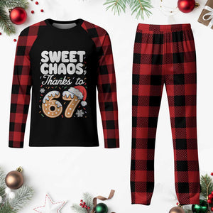 Sweet Chaos Thanks to 67 Plaid Pajama Set Funny Christmas Cookie Meme with Sprinkles TS02 Buffalo Plaid Print Your Wear