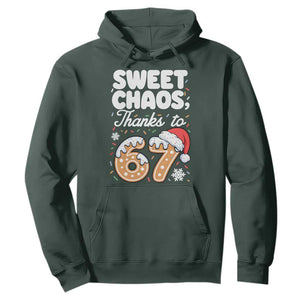 Sweet Chaos Thanks to 67 Hoodie Funny Christmas Cookie Meme with Sprinkles TS02 Dark Forest Green Print Your Wear