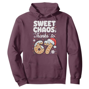 Sweet Chaos Thanks to 67 Hoodie Funny Christmas Cookie Meme with Sprinkles TS02 Maroon Print Your Wear