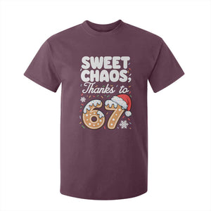 Sweet Chaos Thanks to 67 T Shirt For Kid Funny Christmas Cookie Meme with Sprinkles TS02 Maroon Print Your Wear
