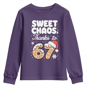 Sweet Chaos Thanks to 67 Youth Sweatshirt Funny Christmas Cookie Meme with Sprinkles TS02 Purple Print Your Wear