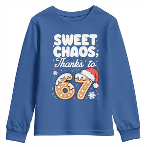 Sweet Chaos Thanks to 67 Youth Sweatshirt Funny Christmas Cookie Meme with Sprinkles TS02 Royal Blue Print Your Wear