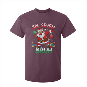 Six Seven Bruh Christmas T Shirt For Kid Funny Dabbing Santa 67 Meme Holiday Gag Gift TS02 Maroon Print Your Wear