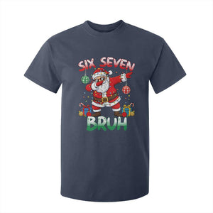 Six Seven Bruh Christmas T Shirt For Kid Funny Dabbing Santa 67 Meme Holiday Gag Gift TS02 Navy Print Your Wear