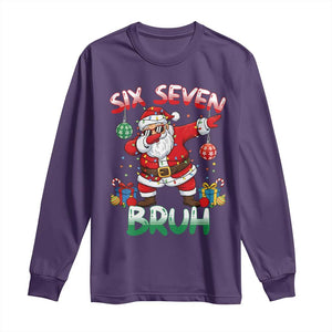 Six Seven Bruh Christmas Long Sleeve Shirt Funny Dabbing Santa 67 Meme Holiday Gag Gift TS02 Purple Print Your Wear