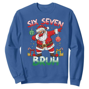 Six Seven Bruh Christmas Sweatshirt Funny Dabbing Santa 67 Meme Holiday Gag Gift TS02 Royal Blue Print Your Wear