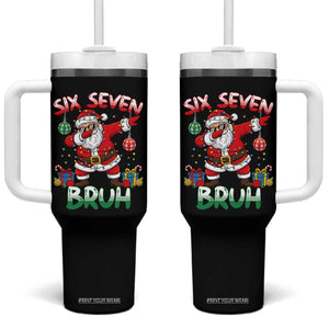 Six Seven Bruh Christmas Tumbler With Handle Funny Dabbing Santa 67 Meme Holiday Gag Gift TS02 One Size: 40 oz Black Print Your Wear