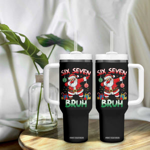 Six Seven Bruh Christmas Tumbler With Handle Funny Dabbing Santa 67 Meme Holiday Gag Gift TS02 Print Your Wear
