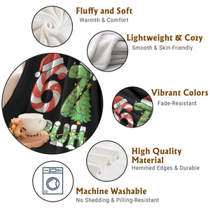 Funny 67 Bruh Christmas Throw Blanket Candy Cane and Xmas Tree Six Seven Meme Holiday Lights TS02 Print Your Wear