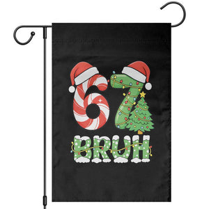 Funny 67 Bruh Christmas Garden Flag Candy Cane and Xmas Tree Six Seven Meme Holiday Lights TS02 Black Print Your Wear