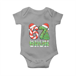 Funny 67 Bruh Christmas Baby Onesie Candy Cane and Xmas Tree Six Seven Meme Holiday Lights TS02 Sport Gray Print Your Wear