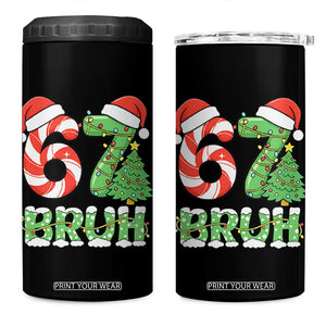 Funny 67 Bruh Christmas 4 in 1 Can Cooler Tumbler Candy Cane and Xmas Tree Six Seven Meme Holiday Lights TS02 One Size: 16 oz Black Print Your Wear