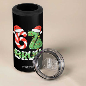 Funny 67 Bruh Christmas 4 in 1 Can Cooler Tumbler Candy Cane and Xmas Tree Six Seven Meme Holiday Lights TS02 Print Your Wear