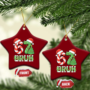 Funny 67 Bruh Christmas Ceramic Ornament Candy Cane and Xmas Tree Six Seven Meme Holiday Lights TS02 Print Your Wear