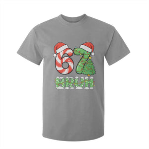 Funny 67 Bruh Christmas T Shirt For Kid Candy Cane and Xmas Tree Six Seven Meme Holiday Lights TS02 Sport Gray Print Your Wear